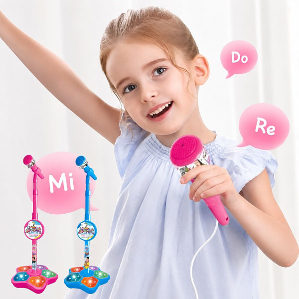 Детски Караоке Комплект Със Светеща Основа и Регулируема Стойка – KIDKARA®, detski karaoke komplekt sas svetescha osnova i reguliruema stoika kidkara