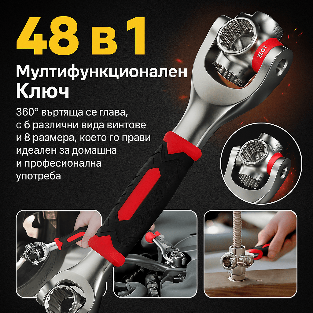 48 в 1 Мултифункционален Ключ - WRENCHELITE®, 48 v 1 multifunkcionalen kluch wrenchelite