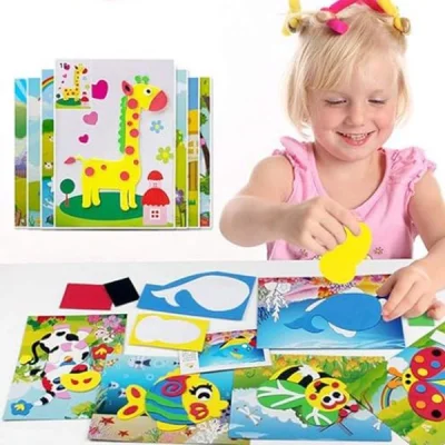 🧩 STICKYFUN® Вълнуващи 3D Пъзели със Стикери за Малки Творци (12 комплекта) 🧩