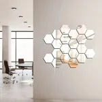 Комплект 12 бр. Огледални Стикери За Стена - HEXAGEM®, komplekt 12 br ogledalni stikeri za stena hexagem