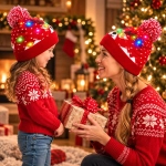 Коледна Плетена Шапка с LED Светлини – XBEANIE®, koledna pletena shapka s led svetlini xbeanie